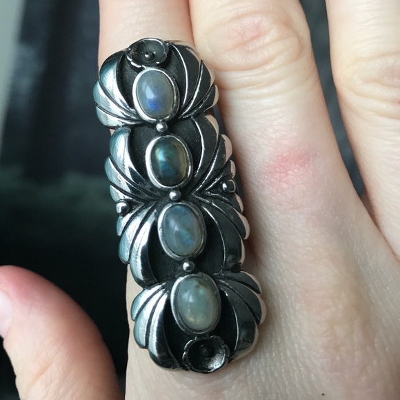 Evil Pawn Jewelry Sierra Steel Ring Labradorite - Picture 1 of 3